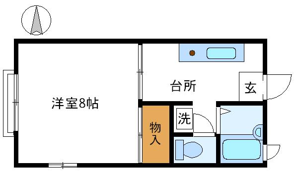 第2細井ハイツ(1K/1階)の間取り写真