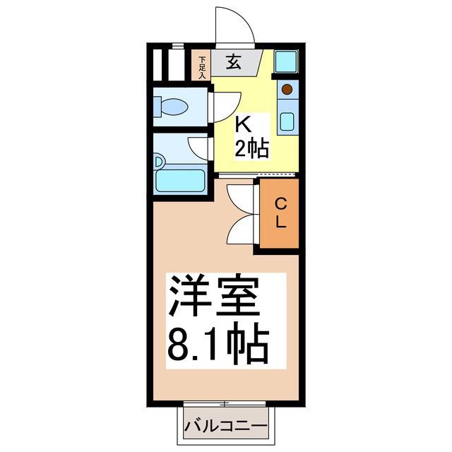 ハイツウノメII(1K/2階)の間取り写真