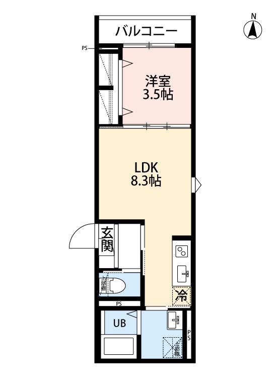 EN 前原(1LDK/1階)の間取り写真