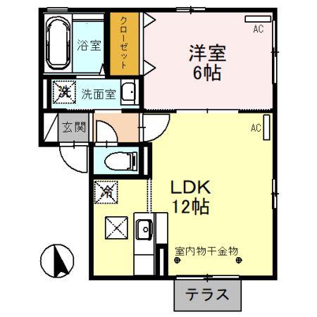 D・クローバー(1LDK/1階)の間取り写真