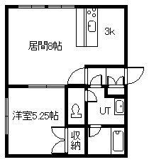 ABEハイツ(1LDK/1階)の間取り写真
