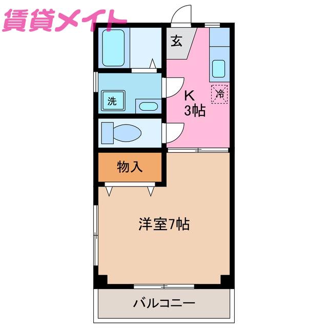 イーストリバーK(1K/2階)の間取り写真