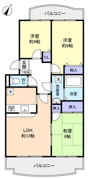 グランドステージ八千代壱番館(3LDK/2階)の間取り写真