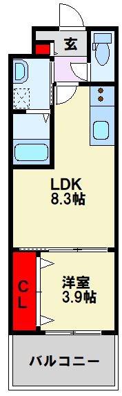 FU-TONIII黒崎(1LDK/4階)の間取り写真