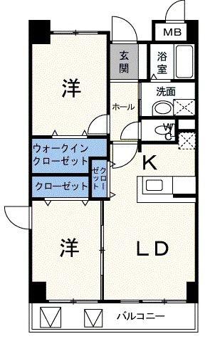 ビエント・ハナ(2LDK/2階)の間取り写真
