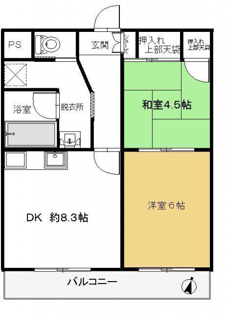 ハイツコスモ(2DK/3階)の間取り写真