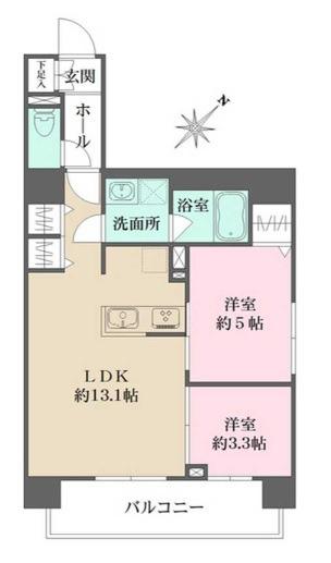 パークフラッツ蔵前(2LDK/6階)の間取り写真