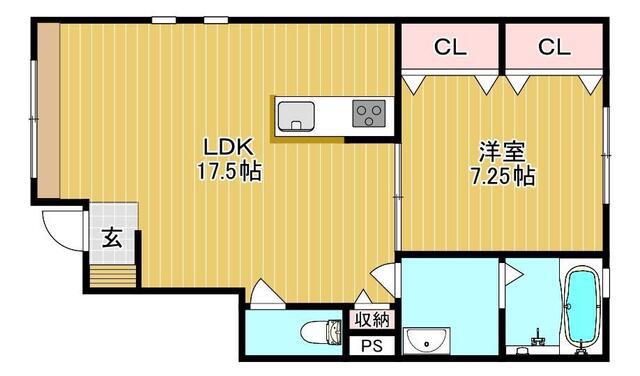 西中新田AP(1LDK/1階)の間取り写真