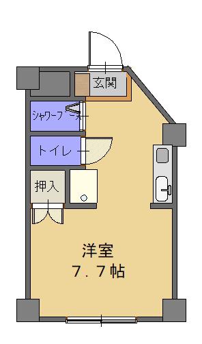 花丘ヒルズ(ワンルーム/2階)の間取り写真