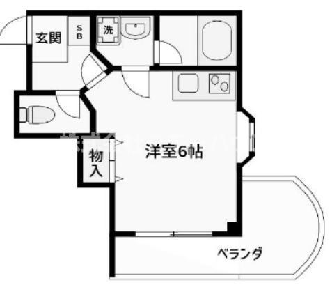 グランベール二号館(ワンルーム/6階)の間取り写真