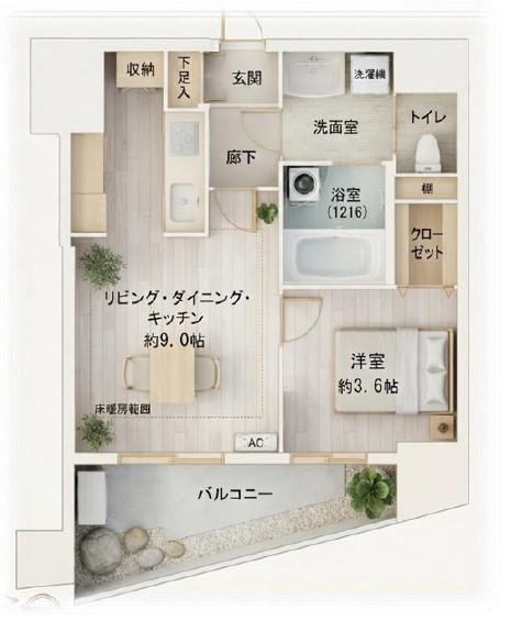 シティインデックス千代田岩本町(1LDK/6階)の間取り写真