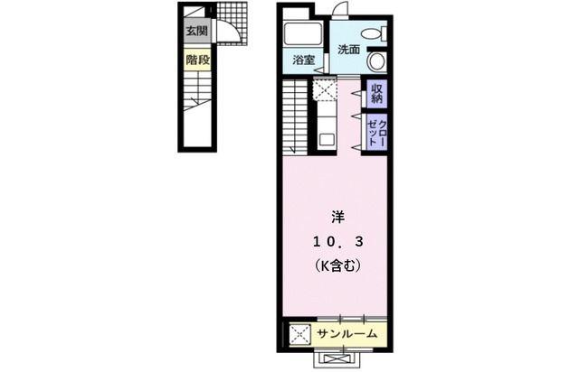 アランチャ(ワンルーム/2階)の間取り写真