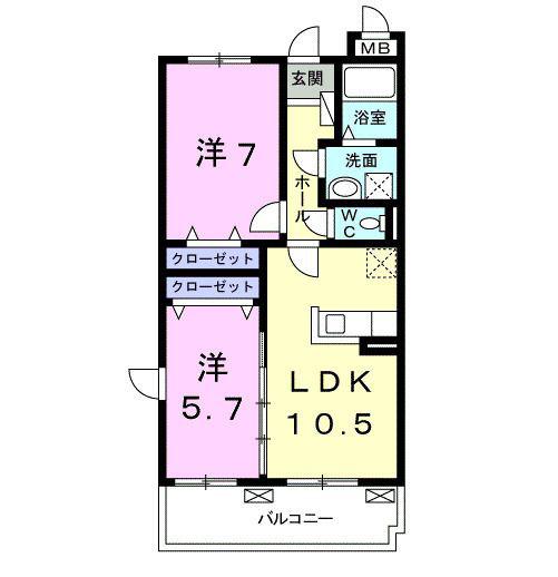 フェリーチェ(2LDK/3階)の間取り写真