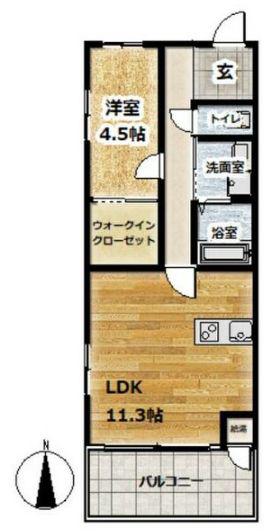 ときわ生田川レクラン(1SLDK/2階)の間取り写真