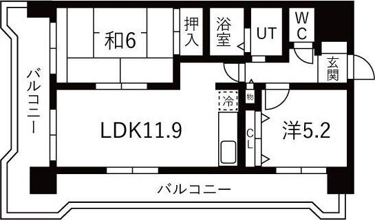 ダイアパレス北1条(2LDK/4階)の間取り写真