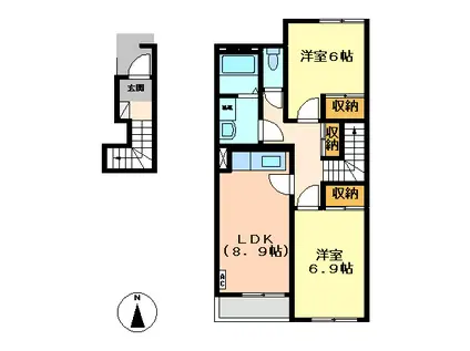 サンライズII(2LDK/2階)の間取り写真