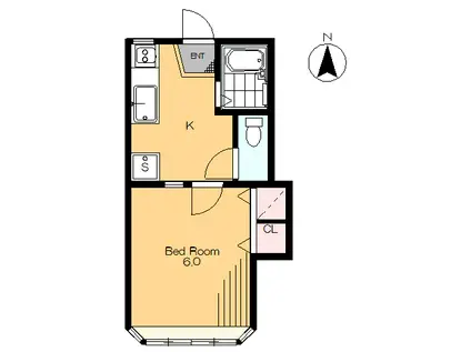 チェリーハイムII(1K/1階)の間取り写真