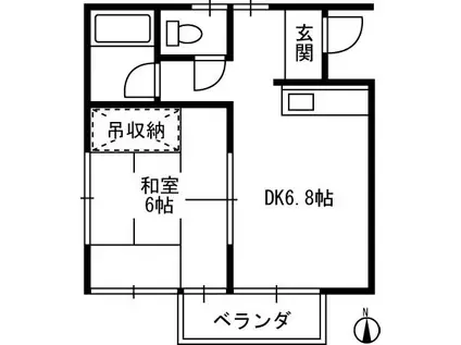 藤井ハイツC(1DK/2階)の間取り写真