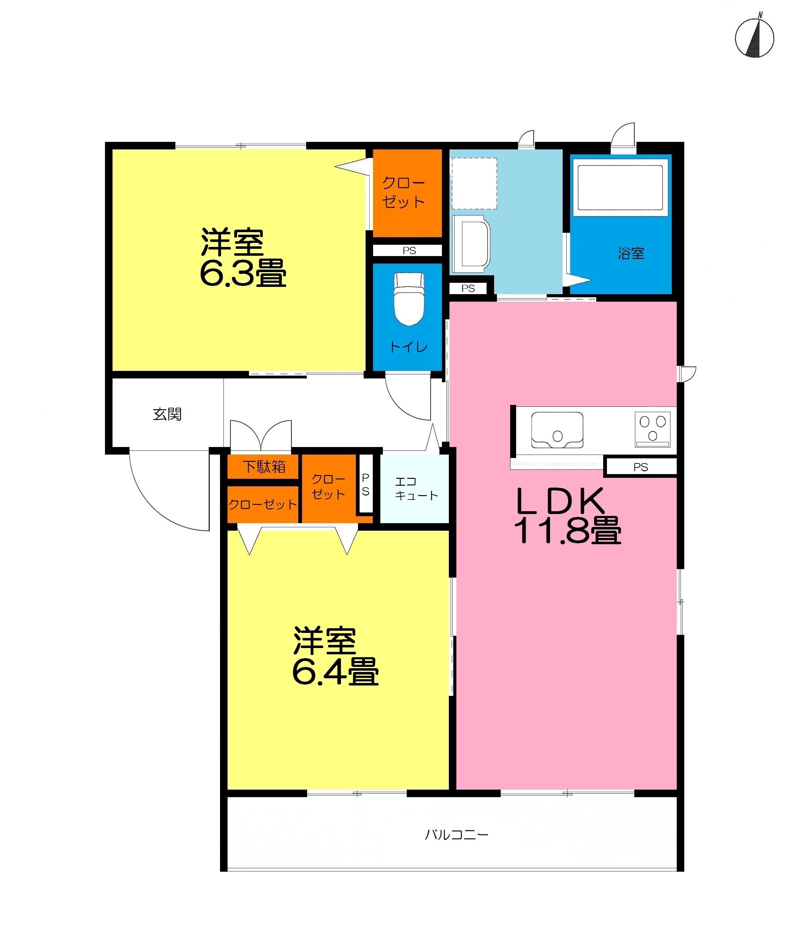 LESOLEILII(2LDK/2階)の間取り写真