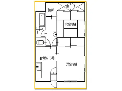 地名アパート西棟(2DK/1階)の間取り写真