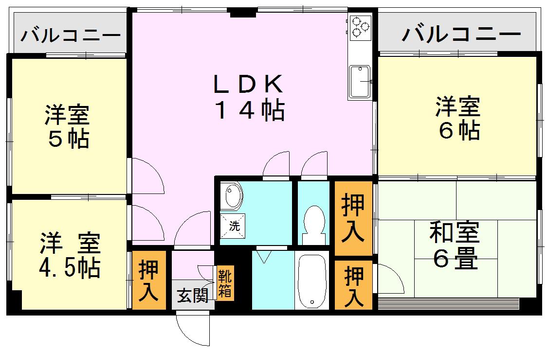 はまビル(4LDK/4階)の間取り写真