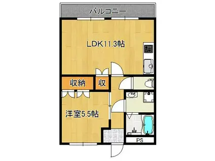 ルーエンハイム(1LDK/2階)の間取り写真