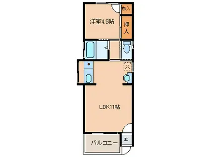 OKハイツ宮子(1LDK/1階)の間取り写真