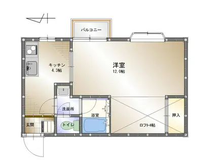 メーム西泉II(1K/2階)の間取り写真