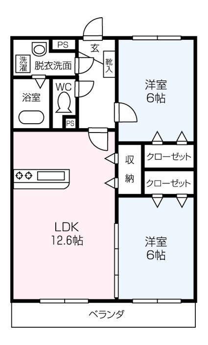 レジオンドヌール(2LDK/1階)の間取り写真