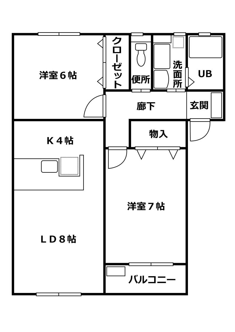 シャンドフルールI(2LDK/2階)の間取り写真