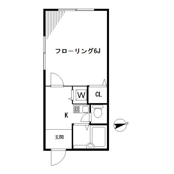 ヒットルーム品川(1K/2階)の間取り写真