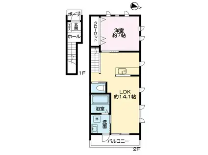 シャルマン(1LDK/2階)の間取り写真