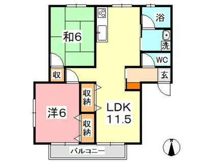 トレンディーIII(2LDK/1階)の間取り写真