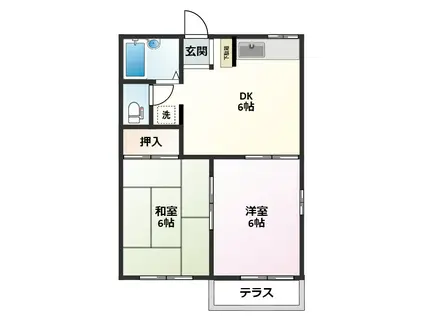 タウニィ緑ヶ丘(2DK/1階)の間取り写真