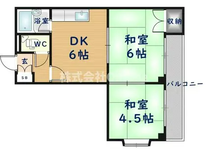 マンション友(2DK/2階)の間取り写真