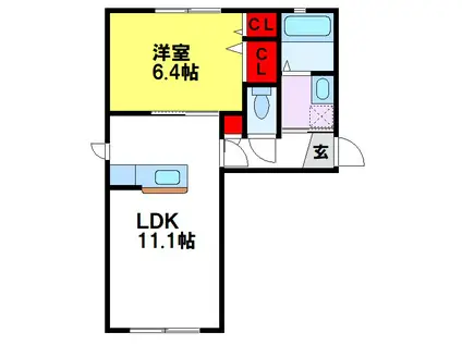 シャーメゾン朱雀(1LDK/1階)の間取り写真