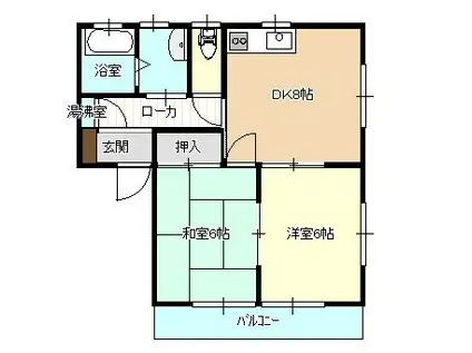 田口コーポ B棟(2DK/2階)の間取り写真