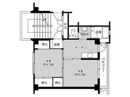 ビレッジハウス角田2号棟(2K/2階)の間取り写真