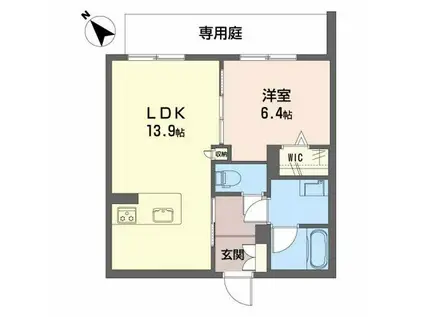 SHAMAISON MATSUSAKACASTLE(1LDK/1階)の間取り写真