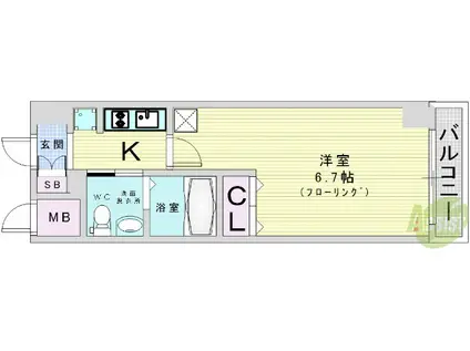 エステムコート梅田・天神橋IIIアヴァンテ(1K/10階)の間取り写真