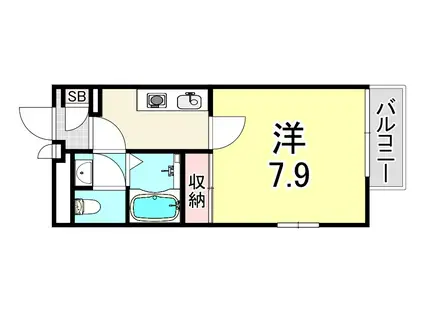 クレイノシンフォニー 野村(1K/2階)の間取り写真