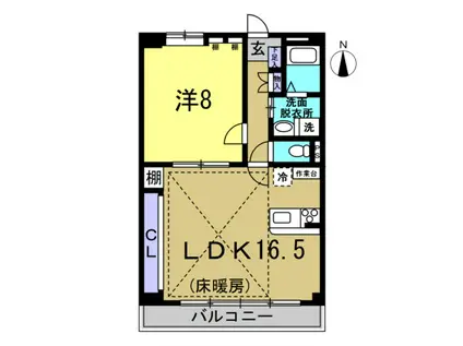 にしの台ヒルズ(1LDK/2階)の間取り写真