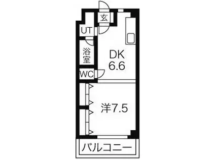 ミアカーサ矢田(1DK/2階)の間取り写真