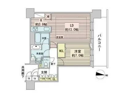 ONE札幌ステーションタワー(1LDK/32階)の間取り写真