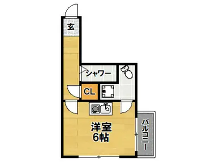 フルーレ小松(ワンルーム/2階)の間取り写真