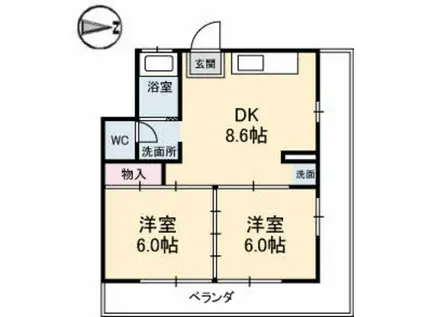 上野ビル(2DK/3階)の間取り写真