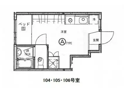 リヴィエール口田II(ワンルーム/1階)の間取り写真