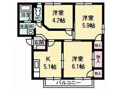フレグランス前町(3K/1階)の間取り写真