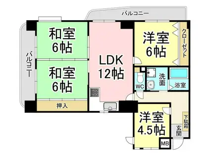 日神パレステージ黒崎(4LDK/10階)の間取り写真