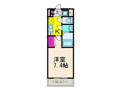 ウインズコート江坂東(1K/4階)の間取り写真